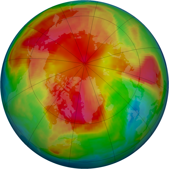 Arctic ozone map for 26 February 1999